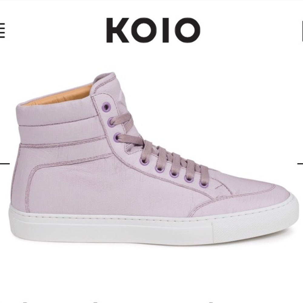 KOIO Calfskin Leather Lavender High Top Sneakers